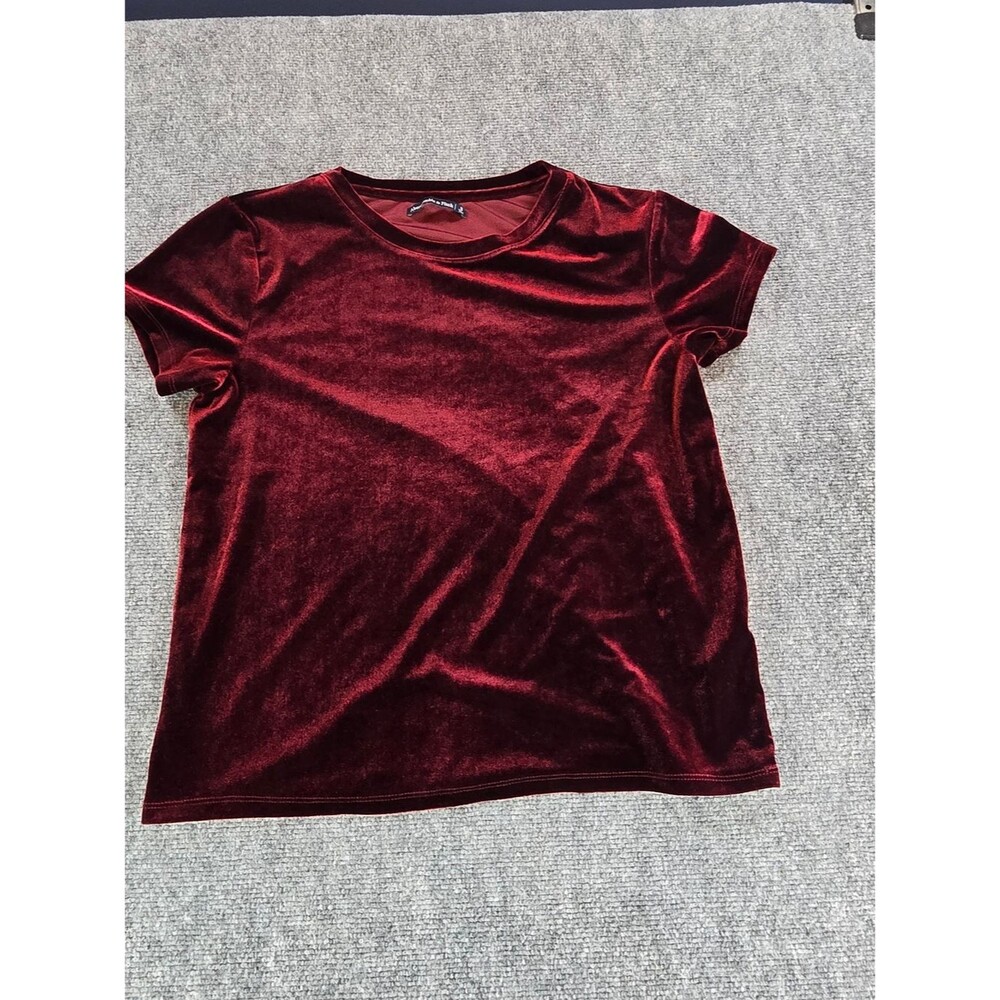 Abercrombie & Fitch Womens S Burgundy Velvet Tee Short Sleeve 90s Style Top